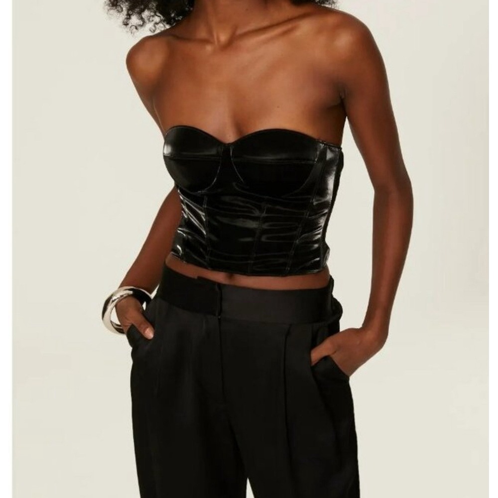 RtA Aubree Bustier Corset Top Crop Black Womens Size‎ 4